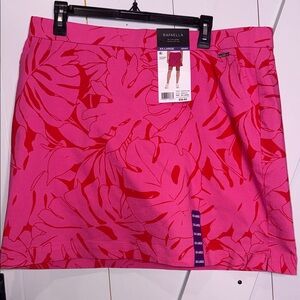 Rafaella Red and Pink Floral Mini Skirt